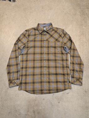 Club Ride Plaid Snap-Down Shirt Brown Blue/Gray